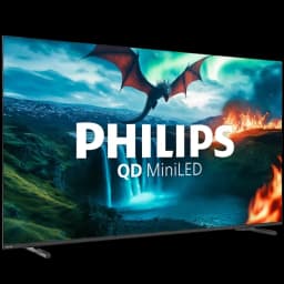 Philips 55MLED820 55 pouces 4K UHD QD MiniLED avec bords fins, couleurs vives, contrastes profonds et pied discret, idéal pour films et jeux