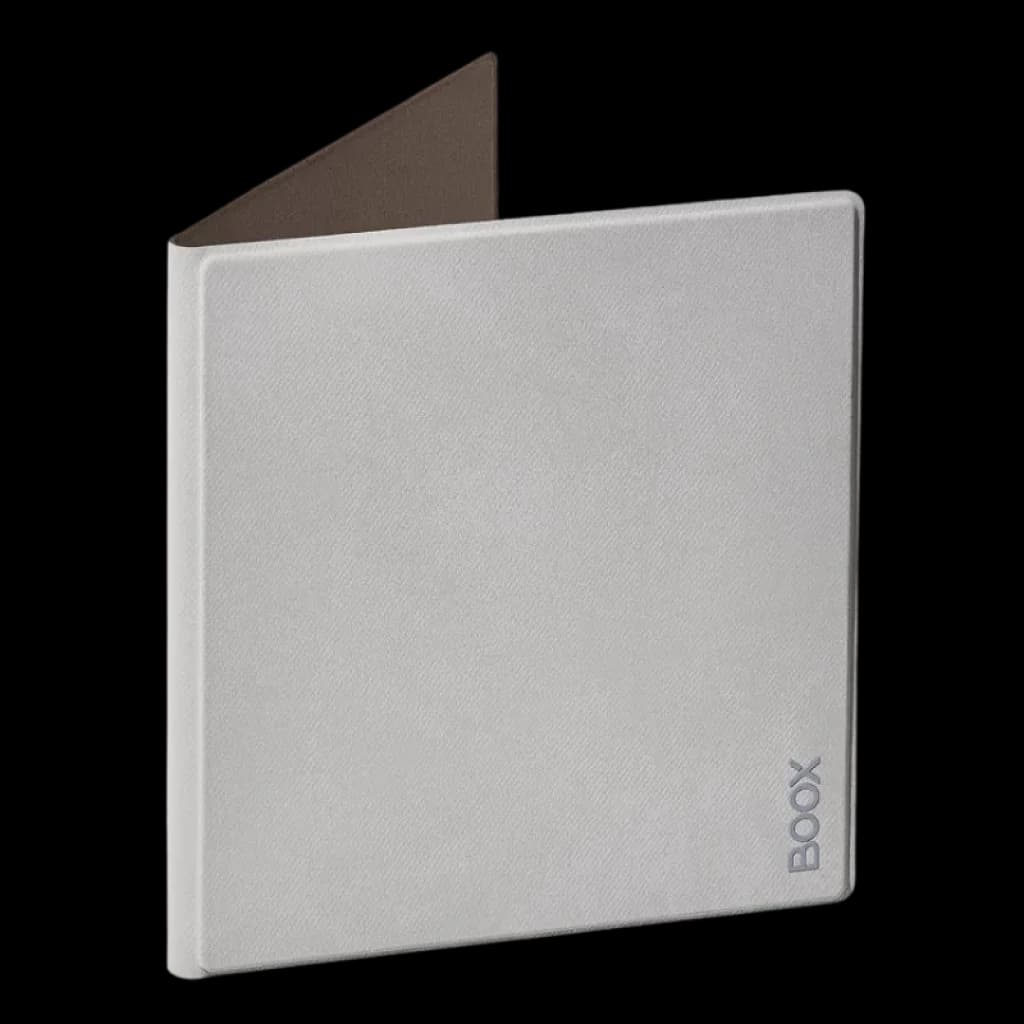 Funda BOOX gris para Go 7 y Go 7 Color Gen II, tipo libro, acabado texturizado, interior oscuro, bordes reforzados y logo BOOX en esquina inferior derecha