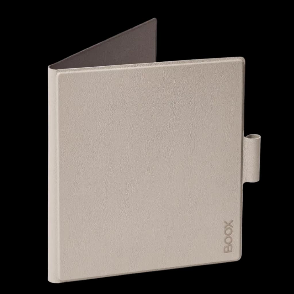 Funda BOOX beige para Go 7 y Go 7 Color Gen II con textura tipo piel, interior oscuro, cierre imantado y soporte lateral para Stylus