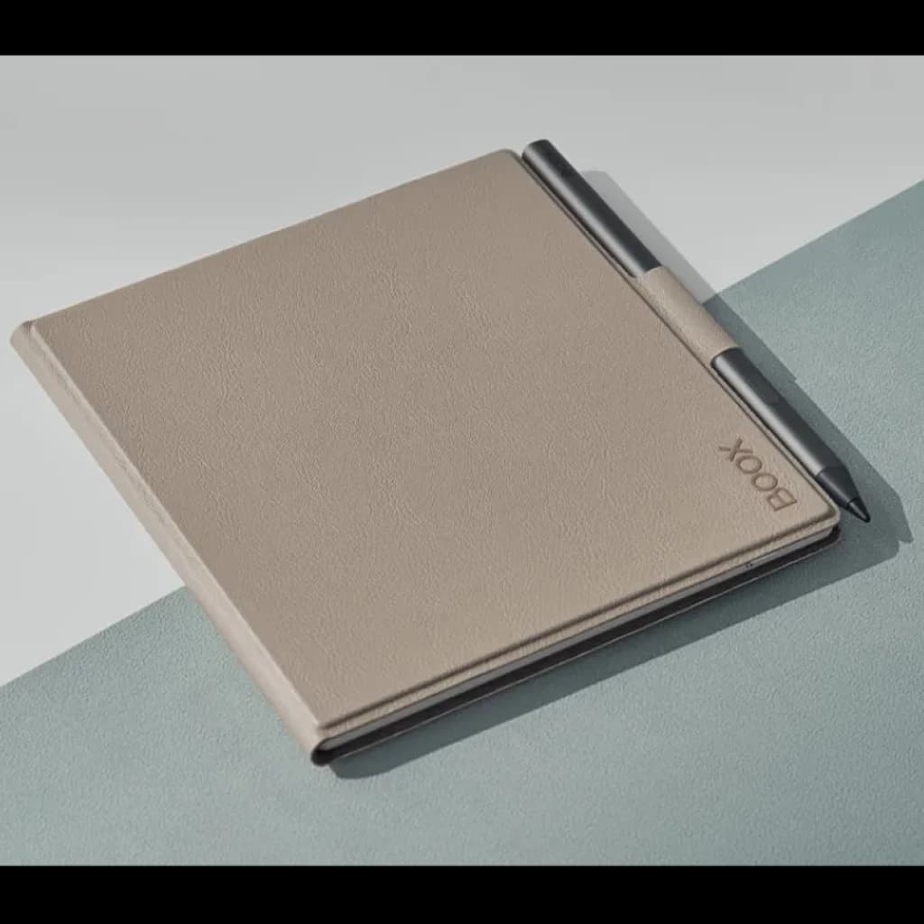 Funda BOOX beige para Go 7 y Go 7 Color Gen II con textura premium, cierre magnético y soporte lateral para Stylus; diseño delgado y protección elegante