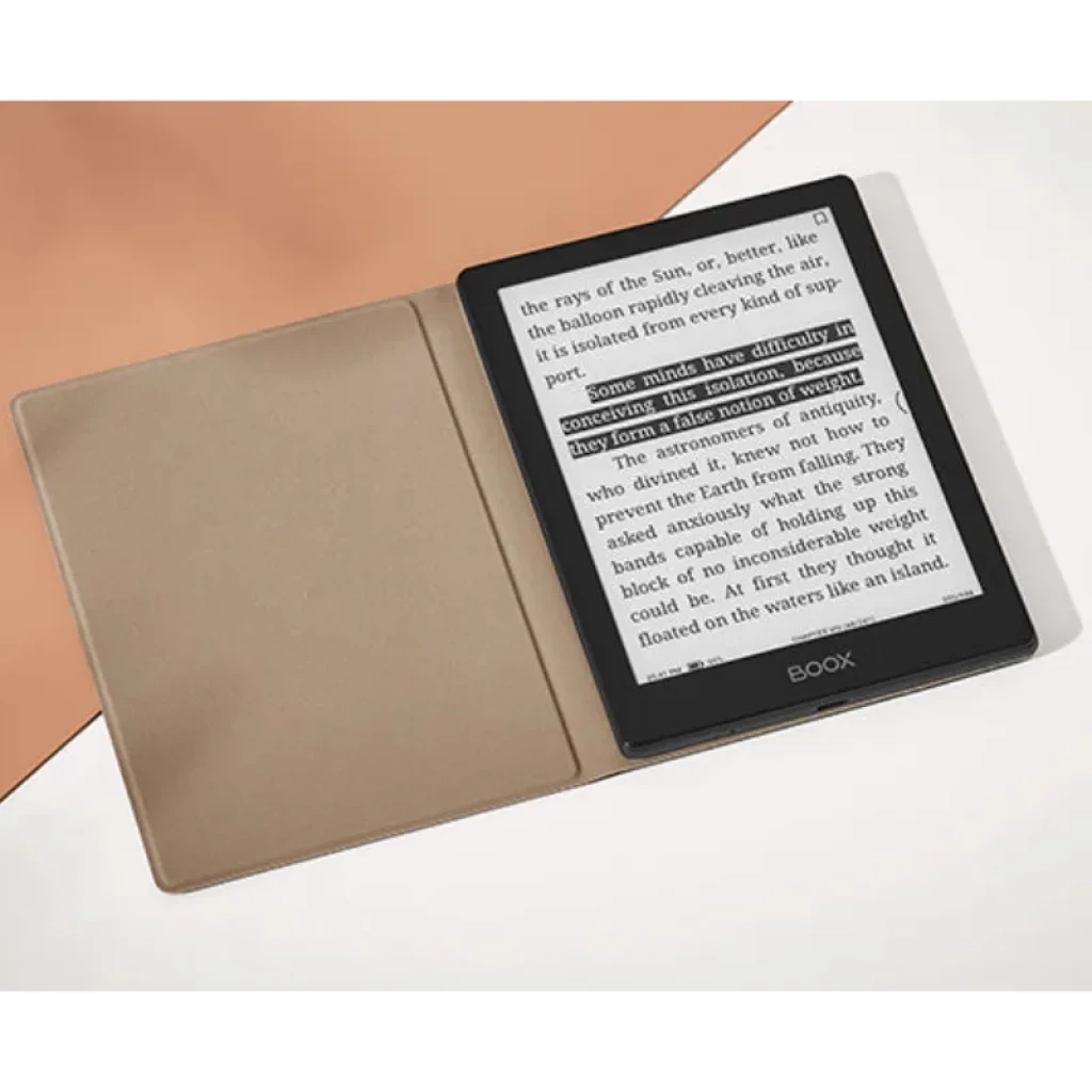 Funda BOOX Magnetic para Go 6 Beige con cierre magnético, acabado liso en tono beige, logo en relieve y forro interior marrón, diseño delgado y protector - Ítem2