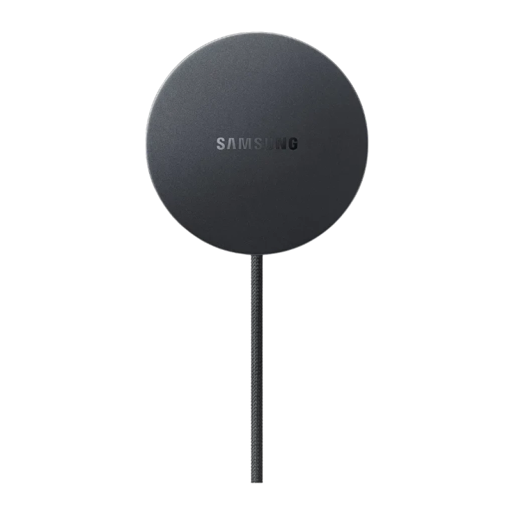 Samsung EP-P2900BBE Cinza Escuro 25W, base de carregamento sem fios circular com acabamento mate e rebordo metálico, cabo trançado USB-C integrado e design compacto - Item1