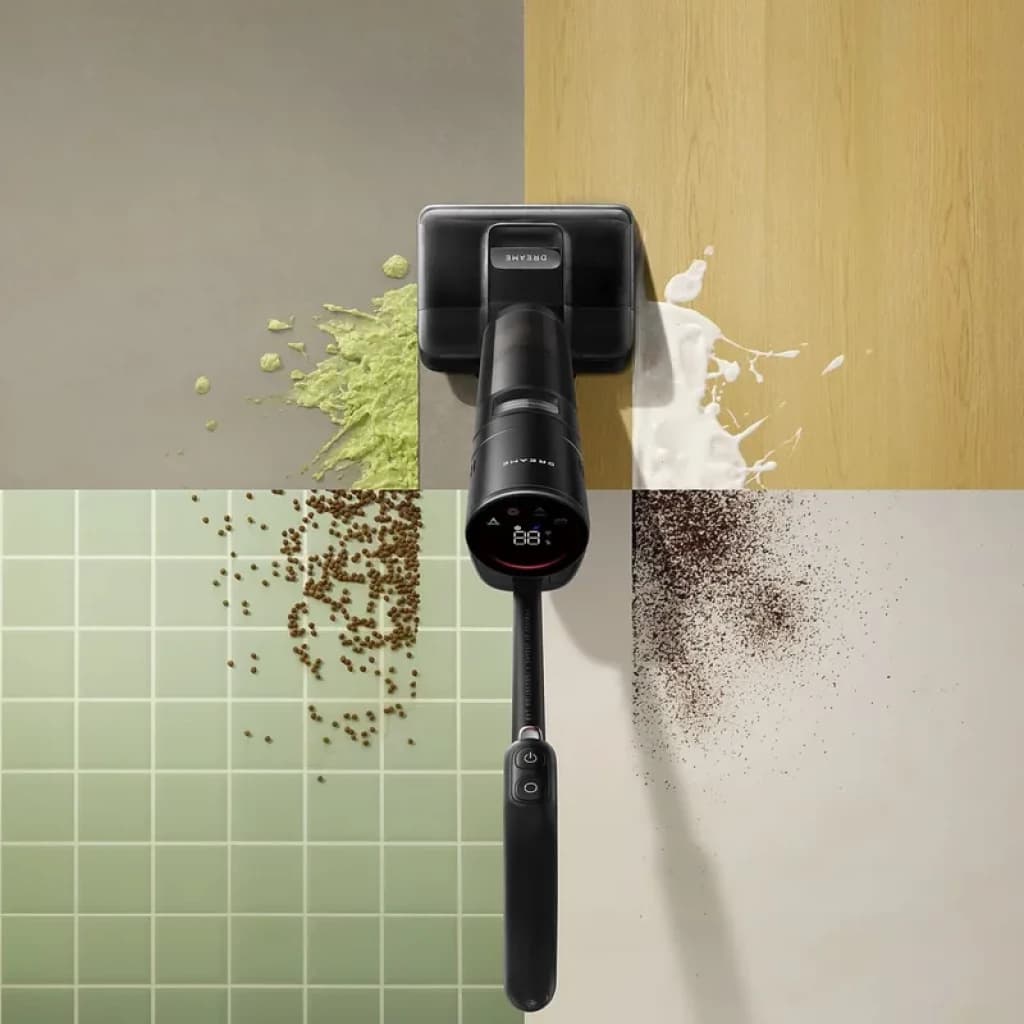 Aspirateur eau et poussière 4 en 1 Dreame H15 Mix, 18 000 Pa, tête motorisée nettoyant liquides et débris sur carrelage, parquet et sols durs, écran LED