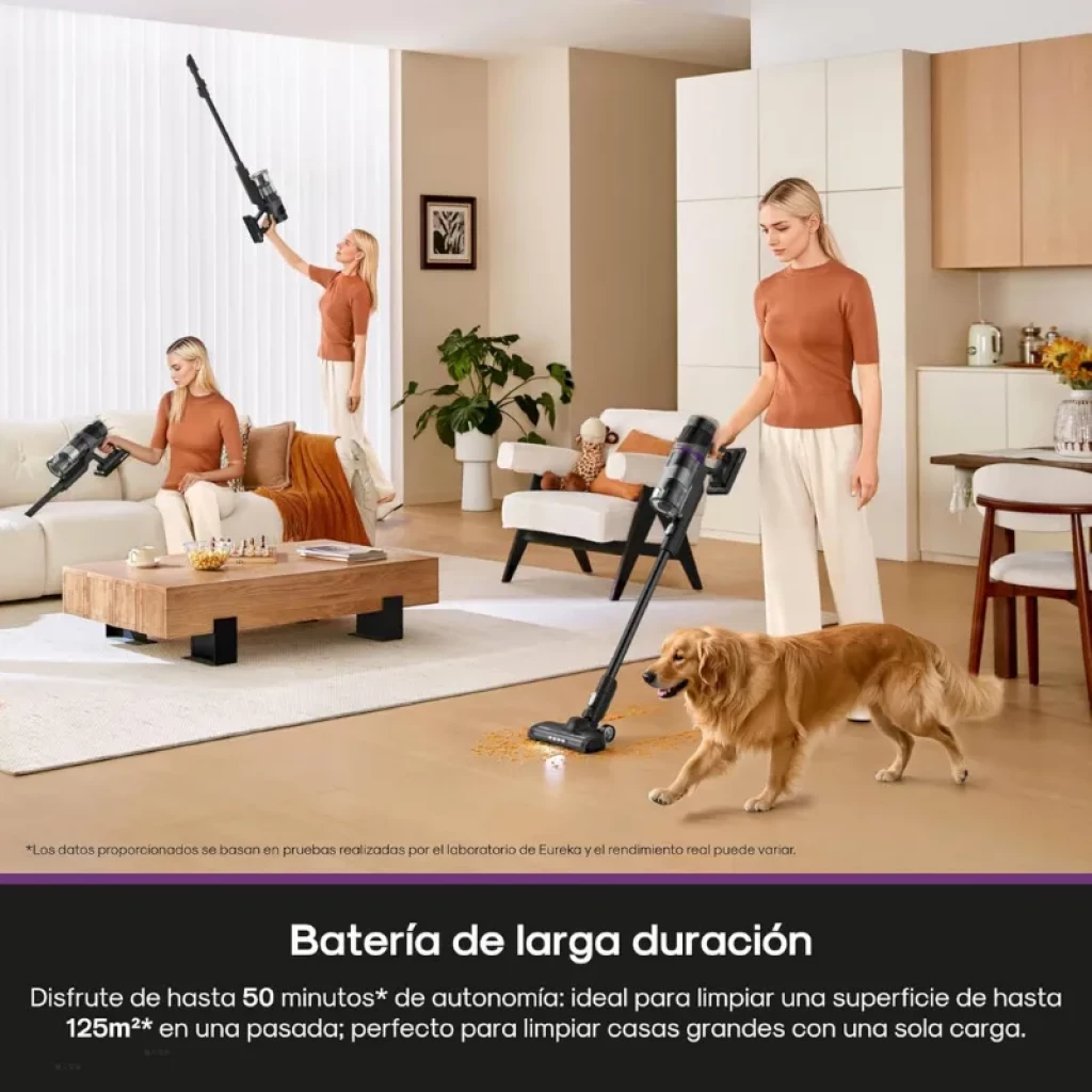 EUREKA NEC520 20300 Pa com filtragem em 5 etapas; aspirador vertical preto com luzes LED, tubo extensível e acessórios: mini escova, bocal e base de carregamento - Item3