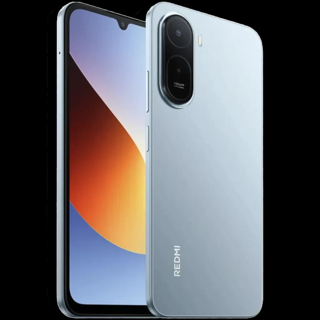 Xiaomi Redmi A7 Pro Mist Blue con acabado brillante, pantalla con notch en V y biseles delgados, doble cámara trasera con módulo ovalado y flash LED