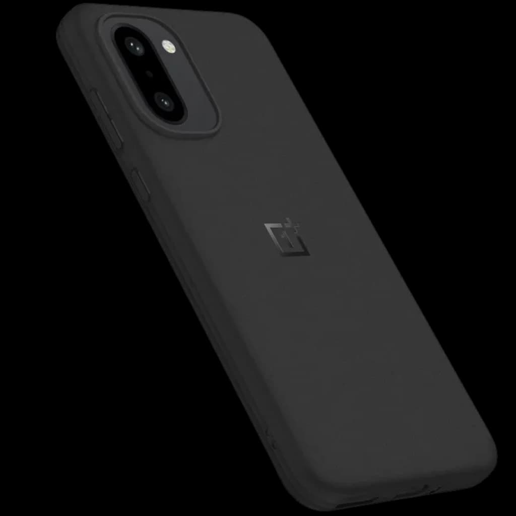 Capa magnética OnePlus 15R Sandstone Preto com textura arenosa, acabamento fosco, logo central em relevo, recorte de câmera duplo e botões laterais precisos