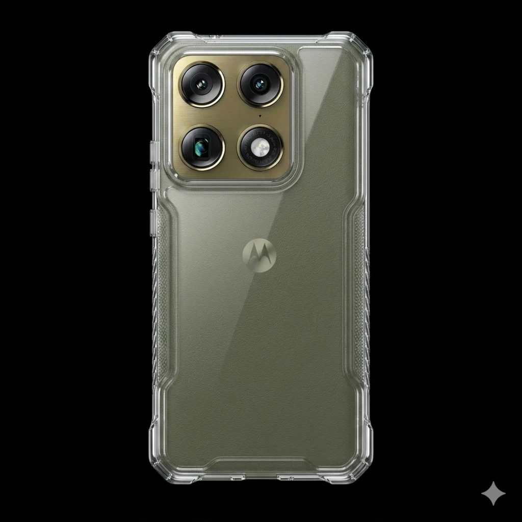 Capa de silicone transparente reforçada para Motorola Signature com cantos protegidos, ajuste preciso, recortes para câmeras triplas e acabamento antiderrapante - Item1