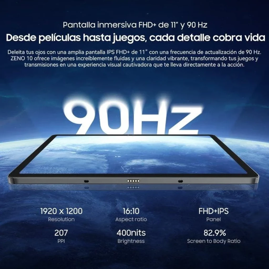 Tablet Blackview Zeno 10 5G preto com tela 11 2K, teclado destacável, caneta, capa, cabo e carregador; câmera traseira dupla e bordas finas - Item1