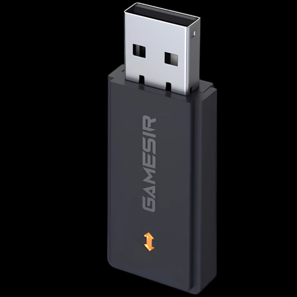 Adaptador Bluetooth para Gamesir T4 Nova Lite em formato USB,  com tampa removível e logotipo GAMESIR em azul
