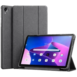 Capa Lenovo Tab One Compatível Preto com acabamento fosco, dobra tri-fold para apoio, recortes precisos para câmera e botões, proteção fina e elegante