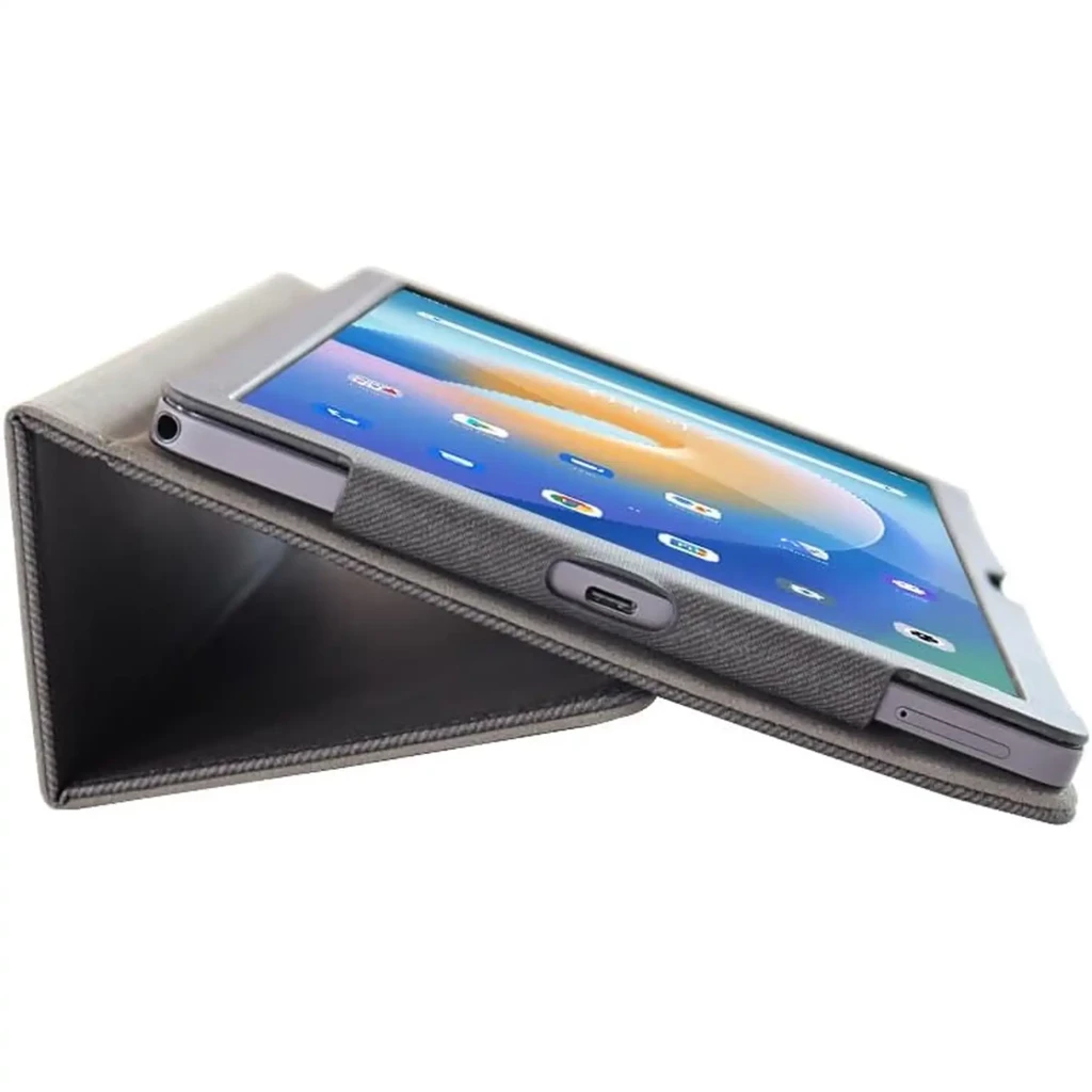 Funda Leather Tablet TCL NXTPAPER 11, negra con textura, cierre magnético y soporte plegable tipo tríptico; protege bordes, esquinas y acceso a puertos y - Ítem2