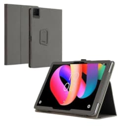 Coque en cuir gris pour TCL NXTPAPER 11, étui folio avec support pliable, rabat magnétique et découpes précises pour caméra et ports