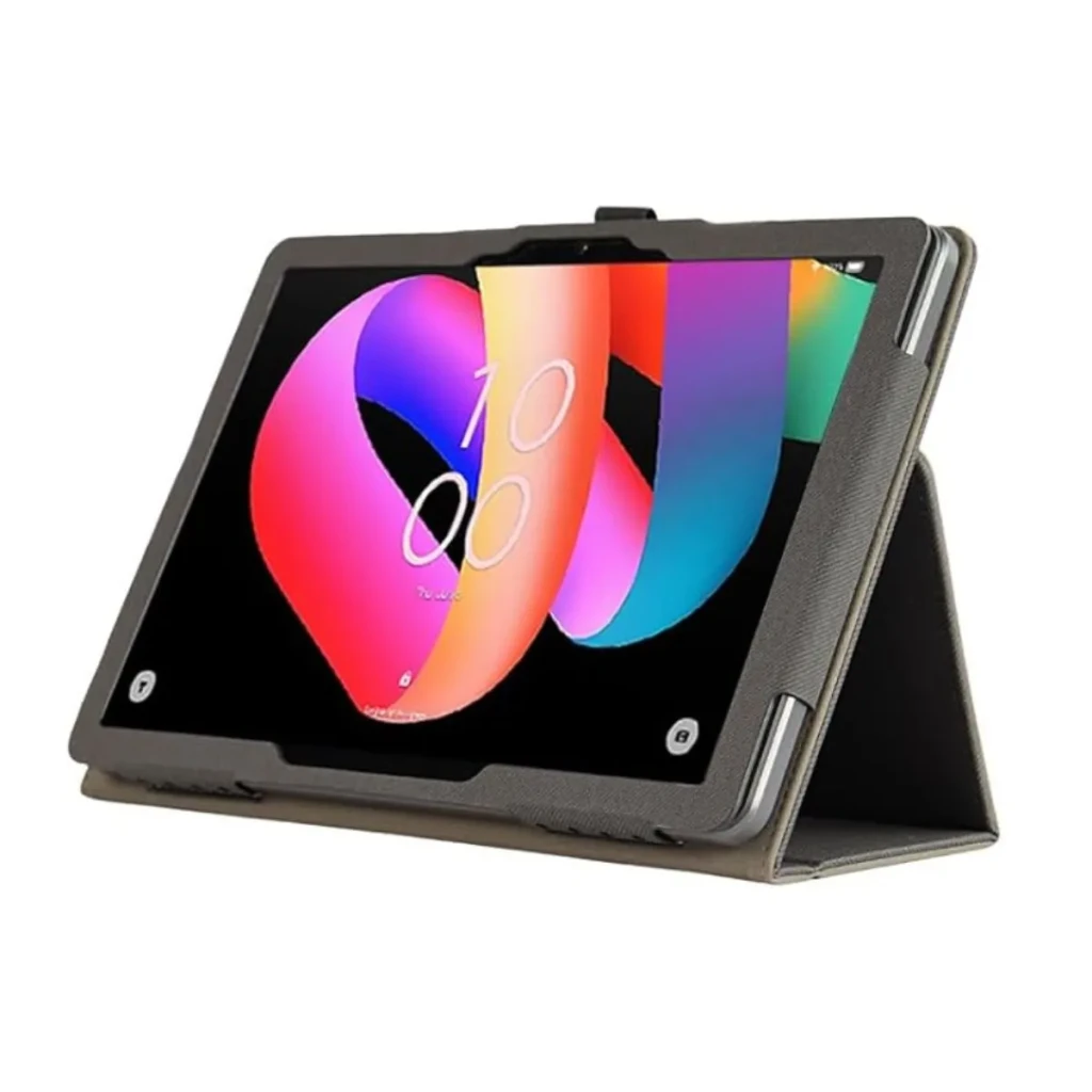 Coque en Leather Tablet TCL NXTPAPER 11 avec étui folio noir, support pliable multiangles, bordures renforcées, accès précis aux ports et protection écran - Ítem2
