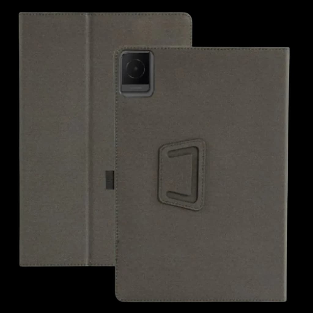 Coque en Leather Tablet TCL NXTPAPER 11 avec étui folio noir, support pliable multiangles, bordures renforcées, accès précis aux ports et protection écran
