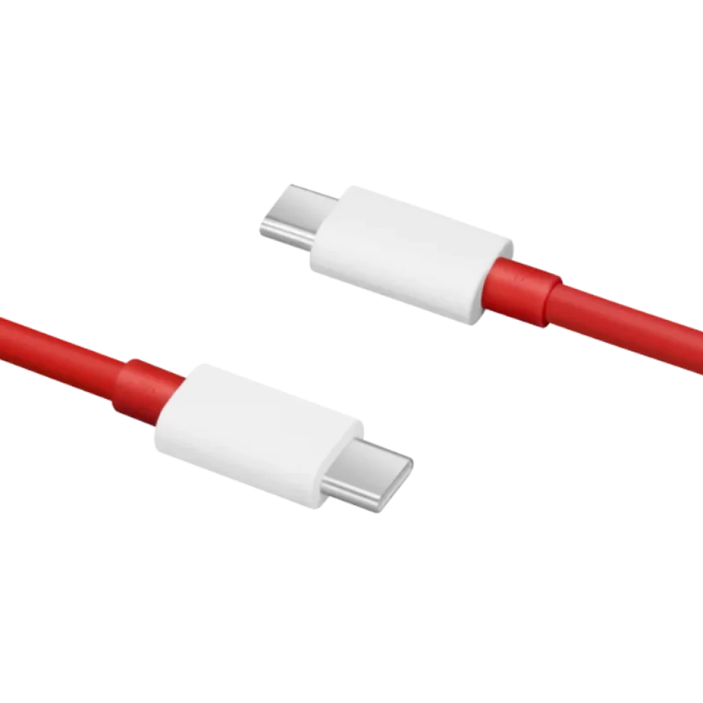 OnePlus Cable Tipo C a Tipo C 100cm Rojo, conector USB-C doble en blanco, cable rojo brillante y resistente - Ítem1