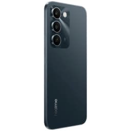 Smartphone verde Realme C100 5G com traseira brilhante, módulo retangular e três câmeras destacadas, lente principal 50 MP; design fino e moderno