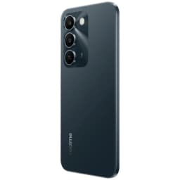 Smartphone Realme C100 5G verde com módulo traseiro de três câmeras em destaque, sensor principal 50 MP, acabamento fosco e bordas retas elegantes