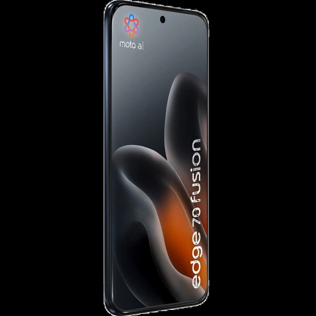 Smartphone Motorola Moto Edge 70 Fusion, diseño delgado en Silhouette, pantalla pOLED curva con biseles mínimos y cámara frontal en orificio central
