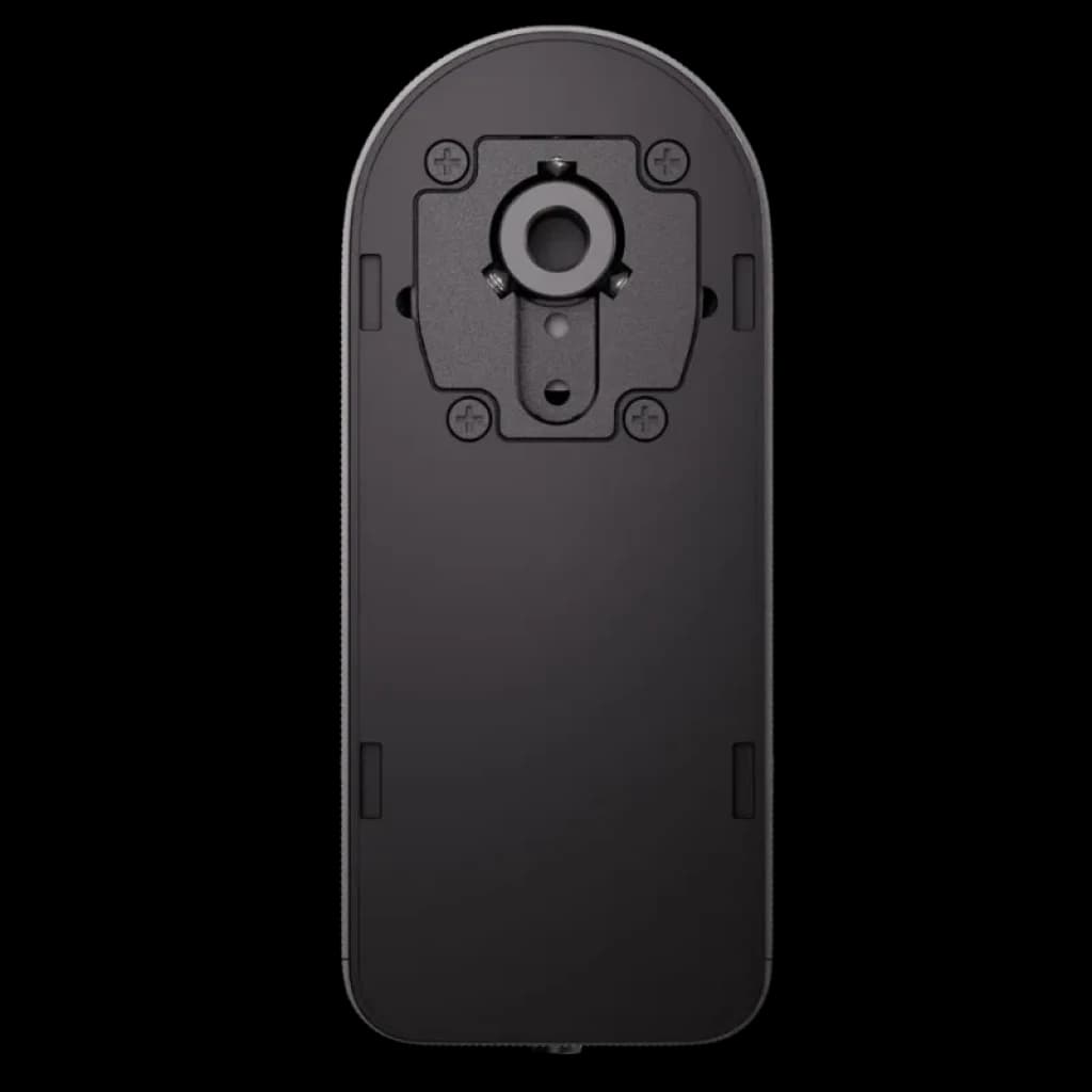 Xiaomi Self-Install Smart Lock sin teclado, placa trasera negra alargada con orificio central para eje, cuatro tornillos visibles y acabado mate minimalista