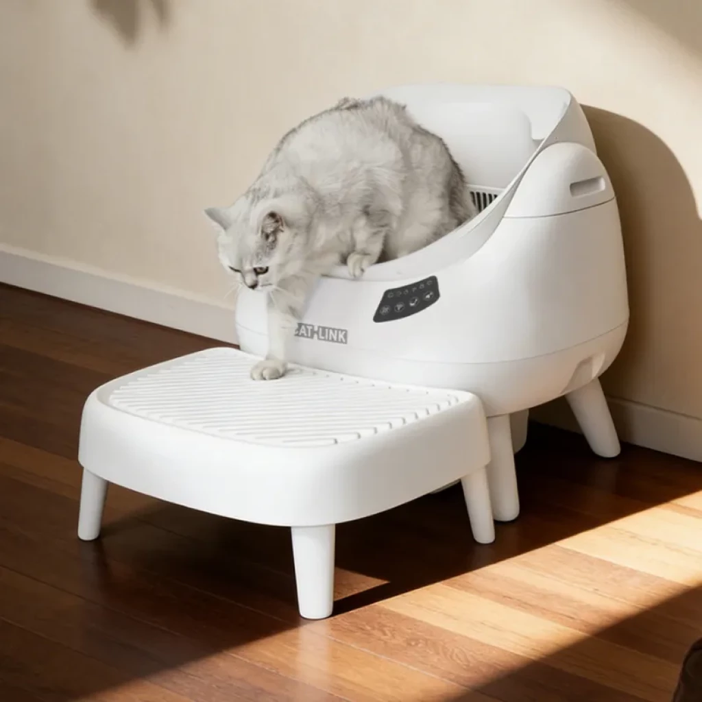 Escada para caixa de areia CATLINK Open-X cinzenta, plataforma antiderrapante com ranhuras, quatro pés estáveis ​​e design compacto em plástico resistente - Item4