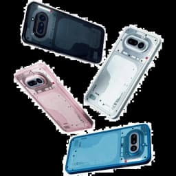 Nothing Phone (4a) 5G 256 GB Rosa 12 GB 50 MP com tampas traseiras transparentes em rosa, branco, preto e azul, módulo duplo de câmera e LEDs visíveis