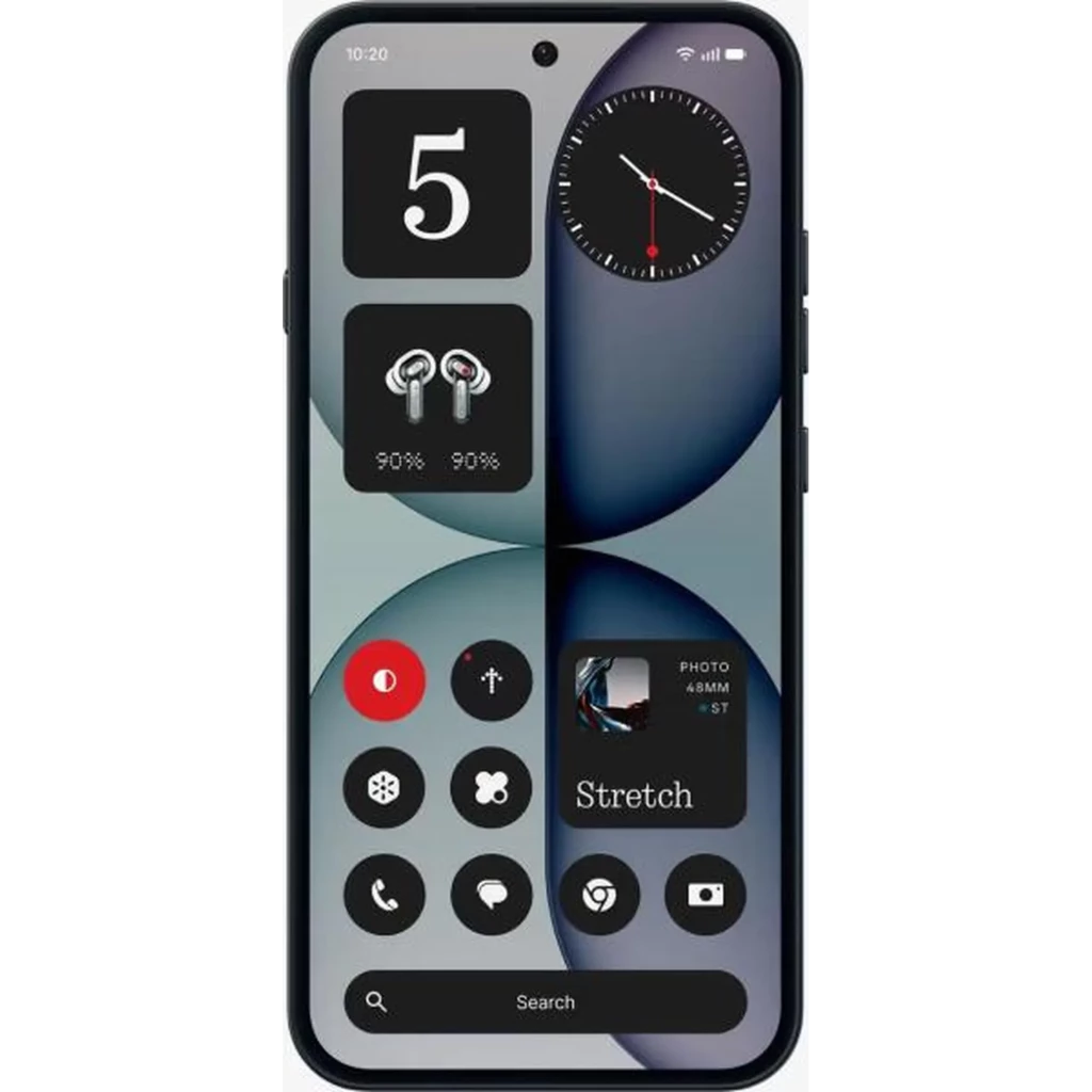 Smartphone noir Nothing Phone 4a Pro 5G, dos mat avec double module photo et flash, écran 6,83 pouces bord à bord avec poinçon central et widgets - Ítem1