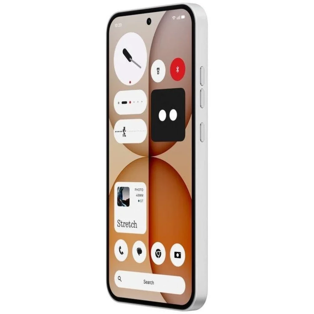 Nothing Phone 4a 5G blanc avec dos transparent et Interface Glyph, double caméra arrière, écran bord fin perforé, 256 Go, 12 Go RAM, Nothing OS 4.1 - Ítem2