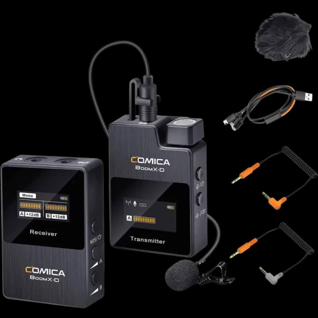 Comica BoomX-D D1 Noir - Microphone cravate sans fil, portée de 300 m, latence < 20 ms