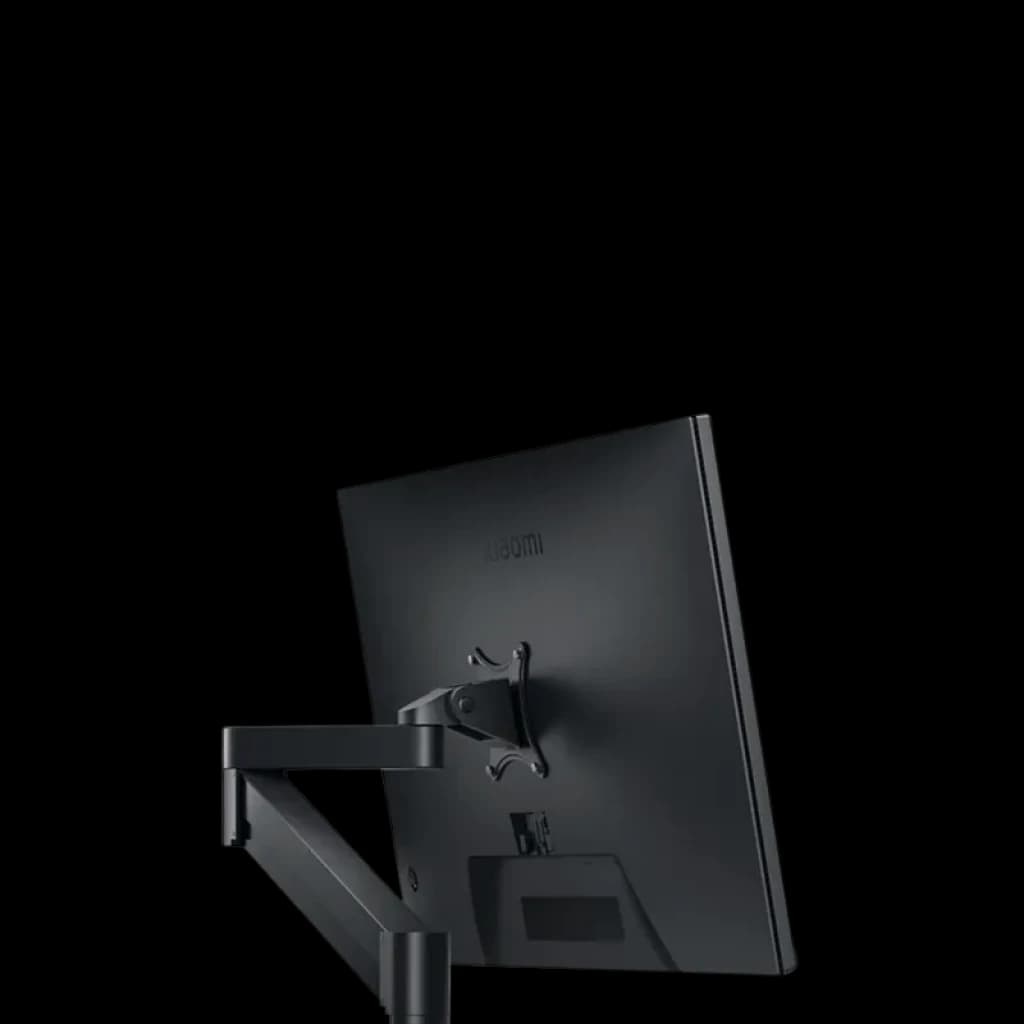 Dos du moniteur Xiaomi A27i avec bras articulé VESA, finition noire mate, cadre fin, connectiques discrètes et design épuré pour bureau moderne