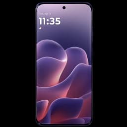 Pantalla pOLED 144 Hz de borde a borde con orificio central para cámara frontal; diseño elegante en azul PANTONE Orient Blue, bordes curvos y marcos delgados