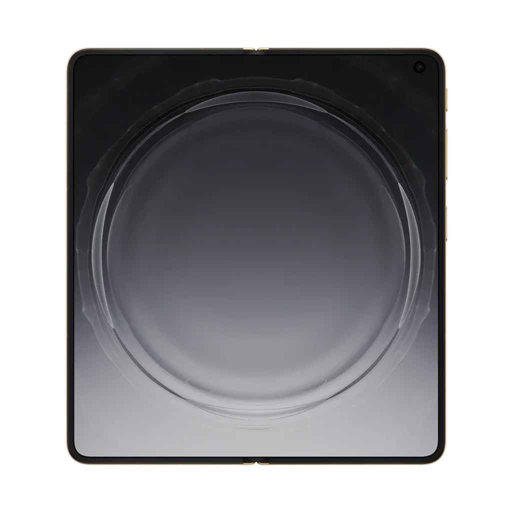 Oppo Find N6 5G orange pétale, dos mat avec triple module caméra 50 Mpx circulaire, écran large bord fin, contours dorés élégants, design premium - Ítem5