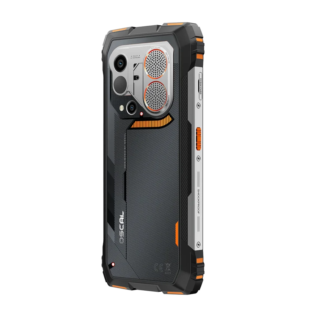 Oscal Pilot 6 laranja robusto com ecrã FullHD+, módulo de câmeras saliente, grelhas metálicas, bordas reforçadas e visor térmico exibindo cervo em - Item5