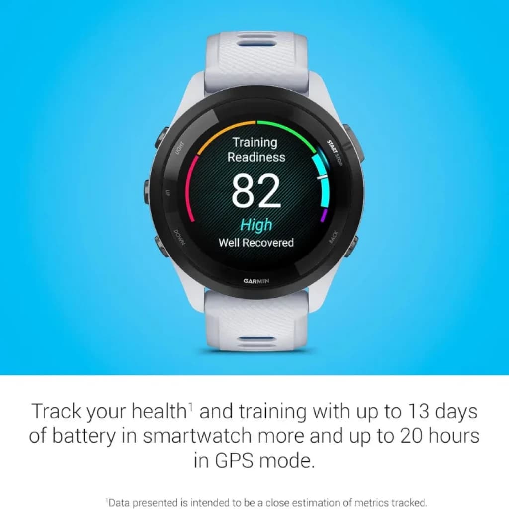 Garmin Forerunner 265 46 mm branco e azul com indicador colorido de prontidão para treino