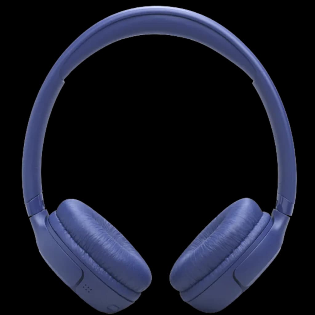 Casque JBL Tune 530BT bleu, arceau rembourré, oreillettes supra auriculaires pliables, commandes intégrées, design épuré et coussinets moelleux