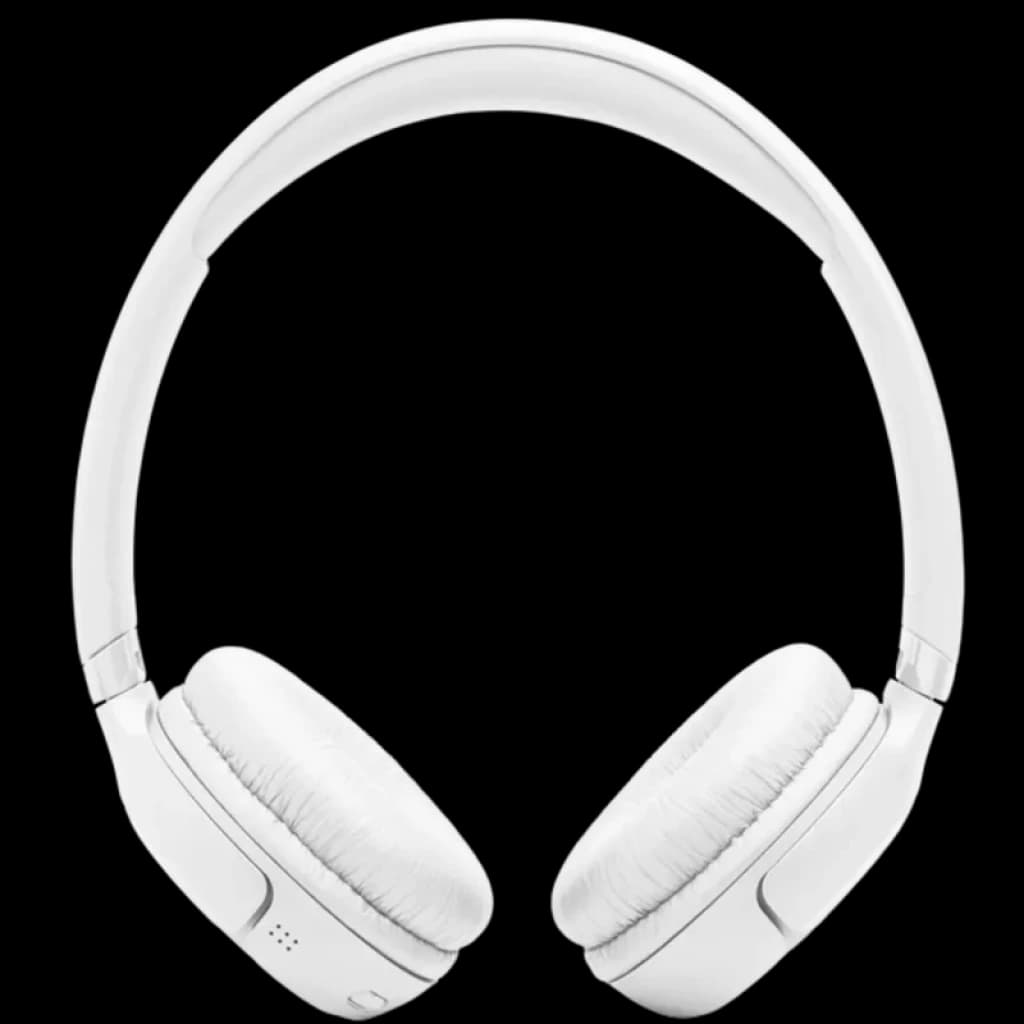 Casque JBL Tune 530BT blanc supra auriculaire, arceau rembourré, coussinets doux pliables, boutons intégrés et port de charge sur l écouteur gauche