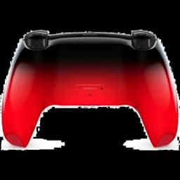 Manette PS5 sans fil DualSense V3 HyperPop Techno Red, dos bicolore noir et rouge dégradé, poignées ergonomiques, ports et boutons supérieurs visibles
