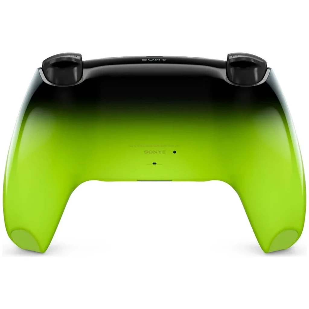 Gamepad PS5 Sony DualSense V3 HyperPop Remix Green sem fios, acabamento vermelho degradê, touchpad central preto, botões icônicos e LEDs azuis - Item1