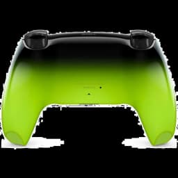 Manette PS5 DualSense V3 HyperPop Remix Green avec dos vert néon dégradé vers noir, coques lisses et gâchettes noires, design sans fil moderne et audacieux