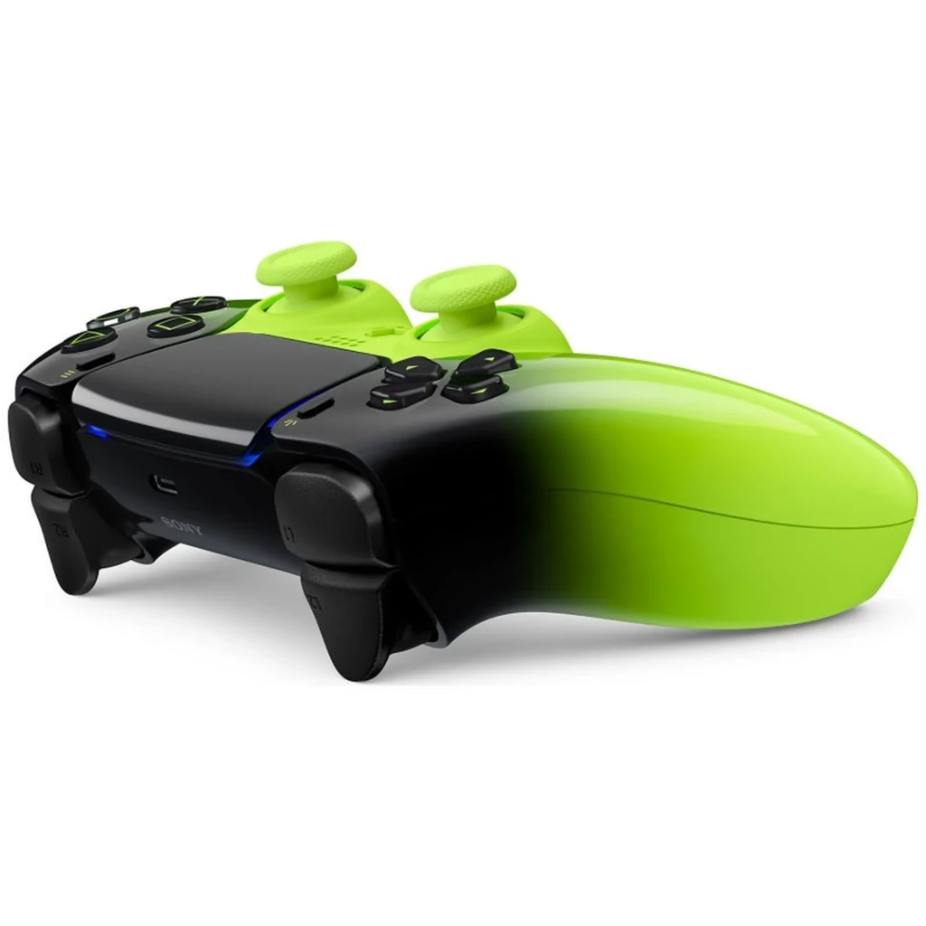 Gamepad PS5 Sony DualSense V3 HyperPop Remix Green sem fios, acabamento vermelho degradê, touchpad central preto, botões icônicos e LEDs azuis - Item3