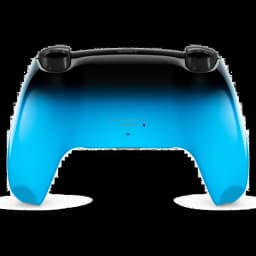 Manette PS5 DualSense HyperPop Rythm Blue sans fil, coque bleue dégradée vers noir, dos lisse avec gâchettes noires ergonomiques et port de charge central