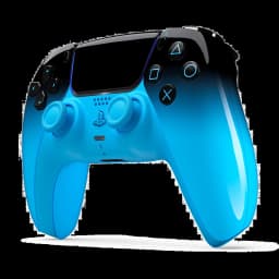 Manette PS5 sans fil bleu Rythm HyperPop, dégradé noir vers bleu vif, sticks et boutons assortis, pavé tactile central, design ergonomique moderne