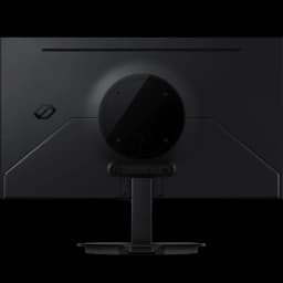 Samsung S27FG506SU QD‑OLED 27 pouces vu de dos, châssis noir mat, pied central anguleux, connectique centrée sous le disque arrière, design gaming sobre