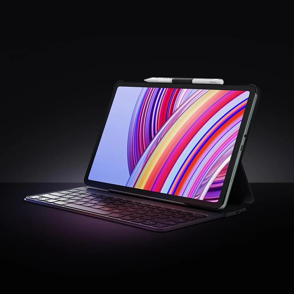 Clavier avec touchpad et coque intelligente noire pour Xiaomi Pad 8 8 Pro support inclinable rétroéclairage subtil stylet magnétique posé sur la tablette