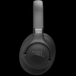 Auscultador JBL Tune 730BT preto, concha circum-aural fosca com logo JBL em relevo, arco acolchoado cinza e acabamento minimalista sem fios
