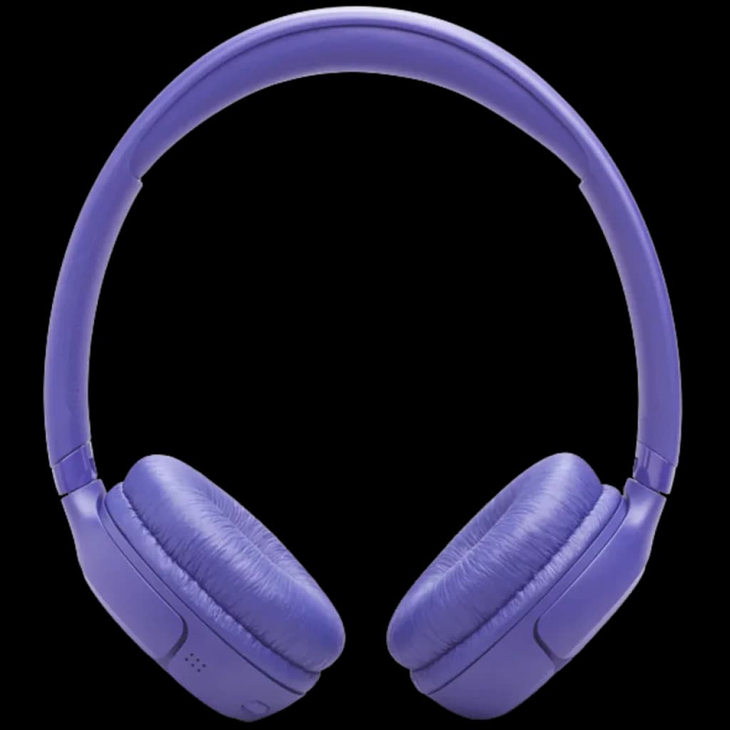 Casque supra-auriculaire lilas JBL Tune 530BT, arceau rembourré, coussinets épais, commandes intégrées côté gauche, design pliable et léger