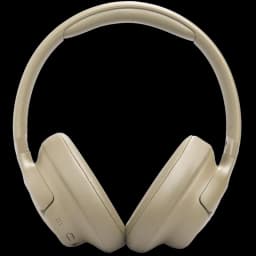 JBL Tune 730BT bege, auscultadores circum-aurais sem fios com arco acolchoado, conchas ovais macias e botões discretos; design limpo e moderno