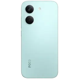 Xiaomi Poco X8 Pro 5G verde menta con doble cámara trasera grande, módulo minimalista, flash LED y acabado mate; logo POCO inferior vertical