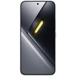 Xiaomi Poco X8 Pro Max 5G blanco con pantalla 120Hz; panel casi sin bordes, cámara frontal en agujero centrado y detalle luminoso amarillo en el diseño