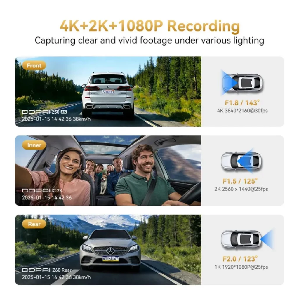 DDPAI Z60T 3CH con sensor Sony Starvis 2 y pantalla IPS de 3 pulgadas, con módulo 4G - Ítem1