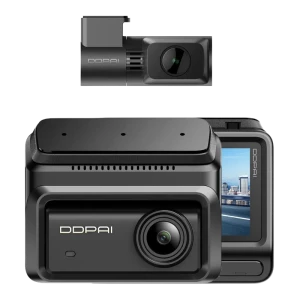 DDPAI Z90 2CH 4K – cámara frontal con lente gran angular, módulo trasero compacto, pantalla lateral a color y diseño negro mate con ventilación superior